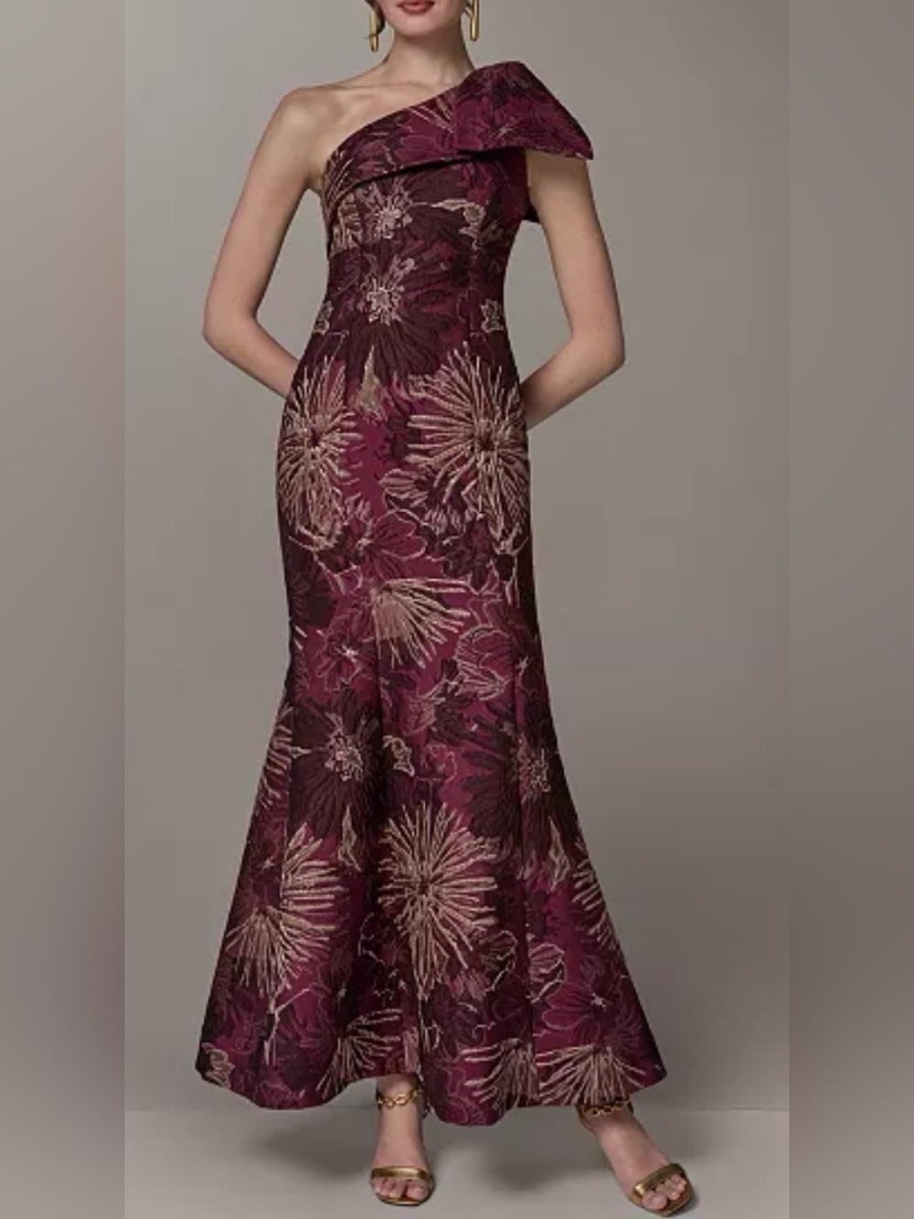 NEWDonna Karan New York Jacquard One-Shoulder purple prune Fit & Flare Dress 4
